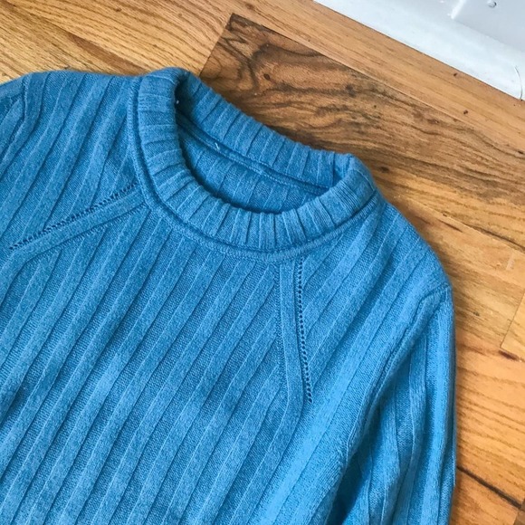 Equipment Alyce Wool Sweater Blue Ribbed Pullover Knit Size wool blend - Picture 3 of 8